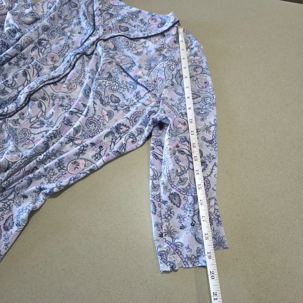 Lavender Paisley Button Front Pajama Set 2 Piece PJ Lounge Pants Top‎ SKU 1136